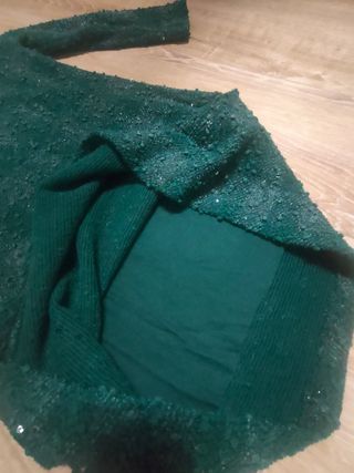 Vestido mini verde lentejuelas S