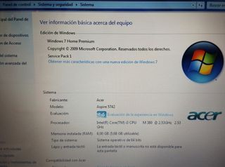 PORTATIL ACER ASPIRE 5472 + RATÓN + USB + BASE