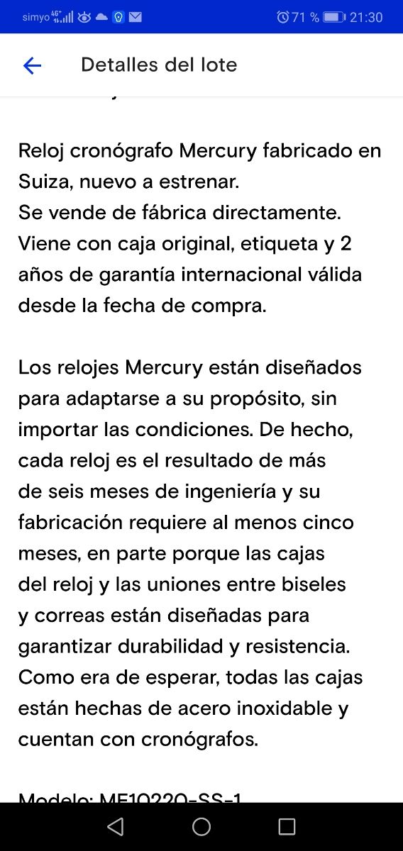 Reloj Suizo.. Alta gama