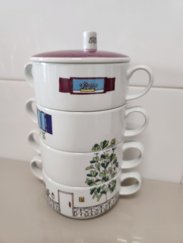 4 cuencos de forma piso de la vista alegre