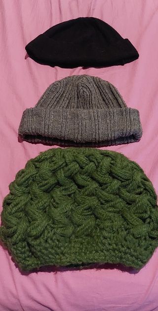 Tris berretti inverno nero/grigio/verde uomo/donna