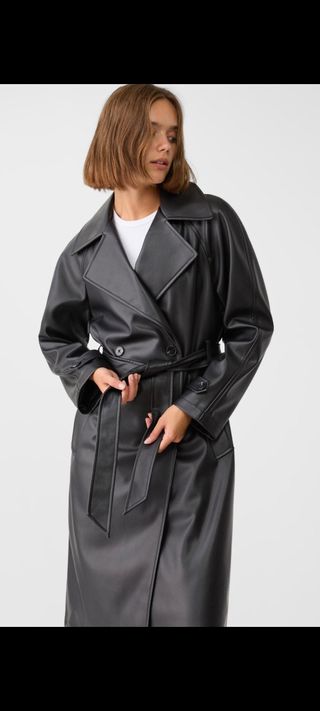 ABRIGO LARGO EFECTO PIEL...TALLA L.