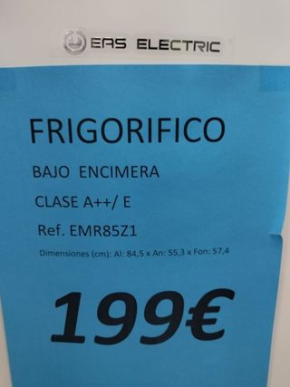 Frigorífico bajo encimera 1 puerta con  congelador