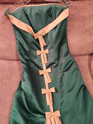 Vestido fiesta verde y dorado