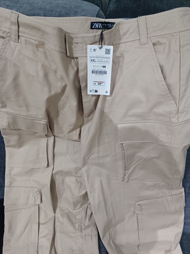 Pantalon cargo beige zara