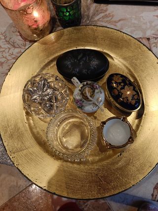 Lote!!...cristal, cajas joyas en ceramica i