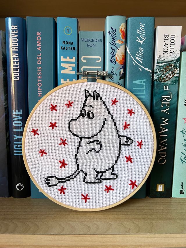 Moomin cuadro punto de cruz bastidor decoracion