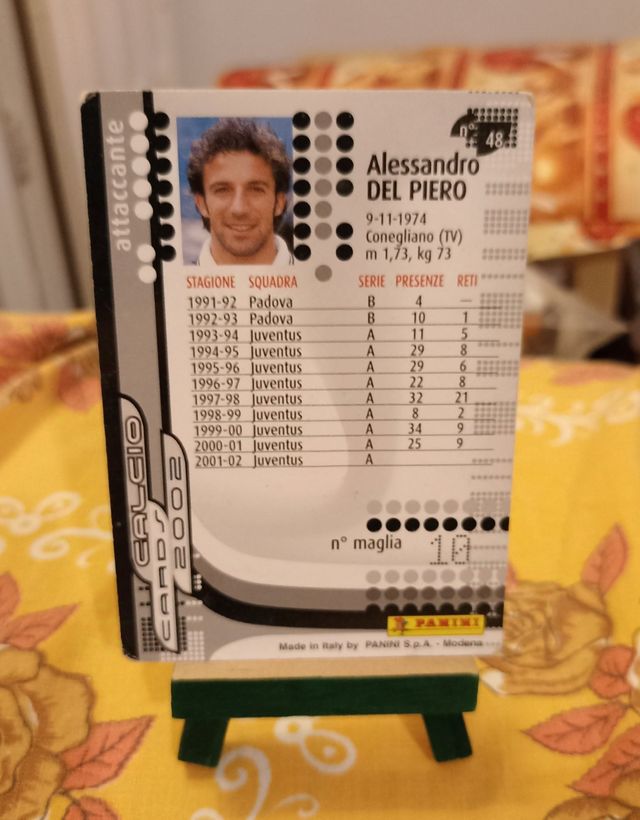 Panini calcio card 2002 Del Piero,ottima