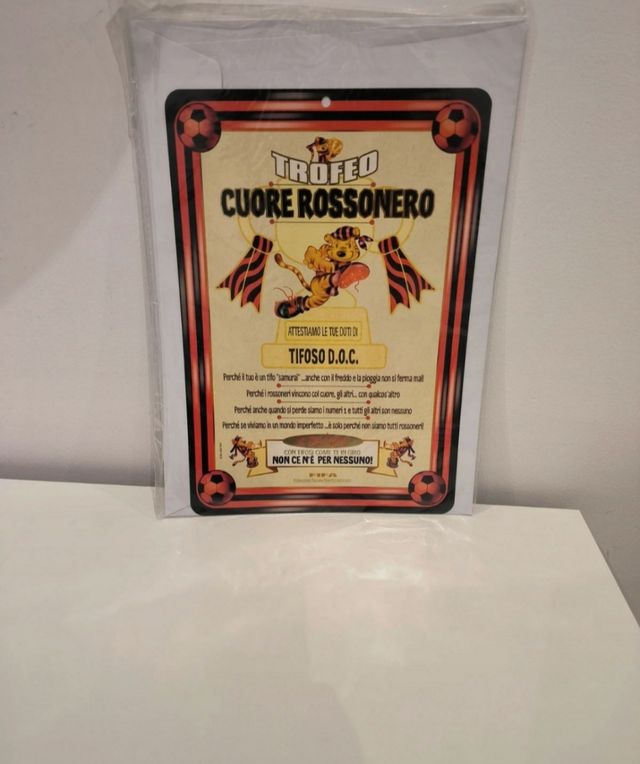 Attestato tifoso D.O.C. cuore Nerorosso