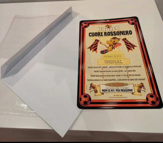 Attestato tifoso D.O.C. cuore Nerorosso
