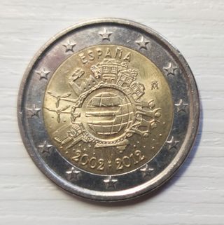 Moneda 2 € España 10⁰ Aniversario Euro