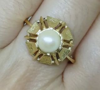 Anillo o de ley 18k y perla