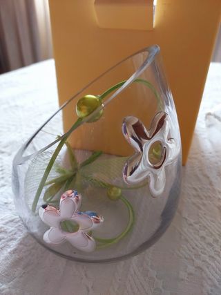 Lote jarrones cristal y plata