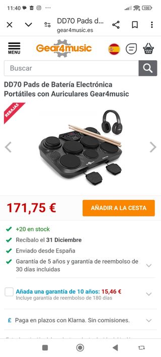 Batería electrónica y Auriculares.