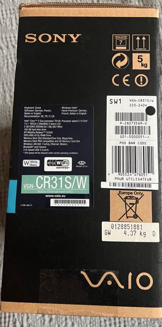 Portatil Sony Vaio VGNCR31S/W