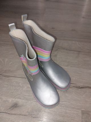 Botas de agua 34 arco iris plata