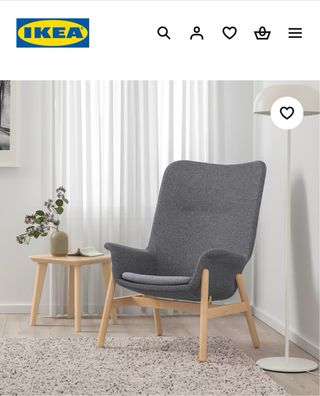 Sillon individual respaldo alto gris Vedbo Ikea