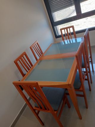 Mesa extensible salón con 6 sillas