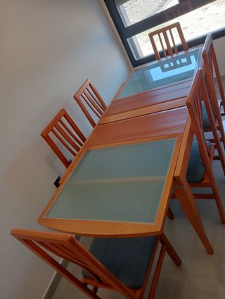 Mesa extensible salón con 6 sillas