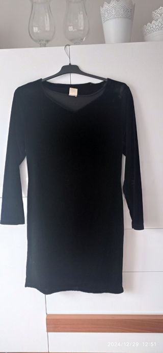 Vestido terciopelo negro T. 42 fiesta