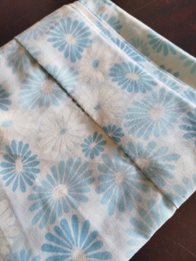 Funda almohada vintage algodon blanco azul 119x42
