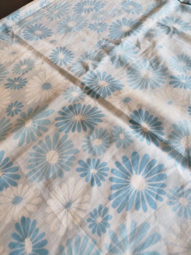 Funda almohada vintage algodon blanco azul 119x42