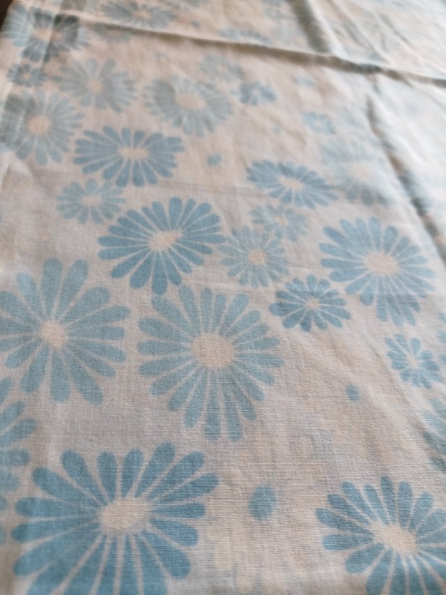Funda almohada vintage algodon blanco azul 119x42