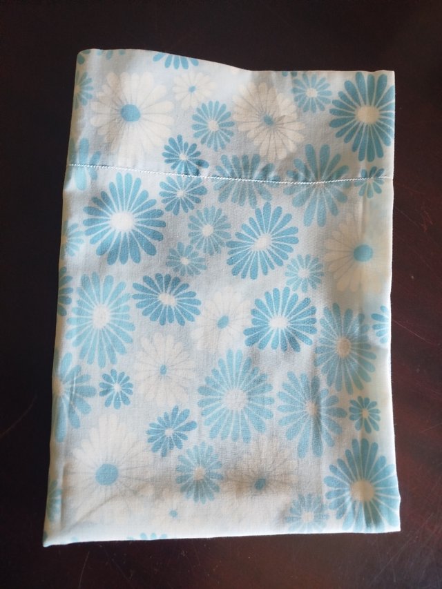 Funda almohada vintage algodon blanco azul 119x42