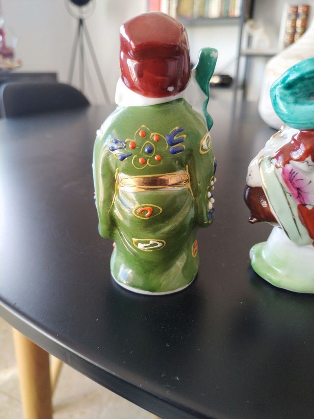 Antiguo par figuras pintadas mano chinas