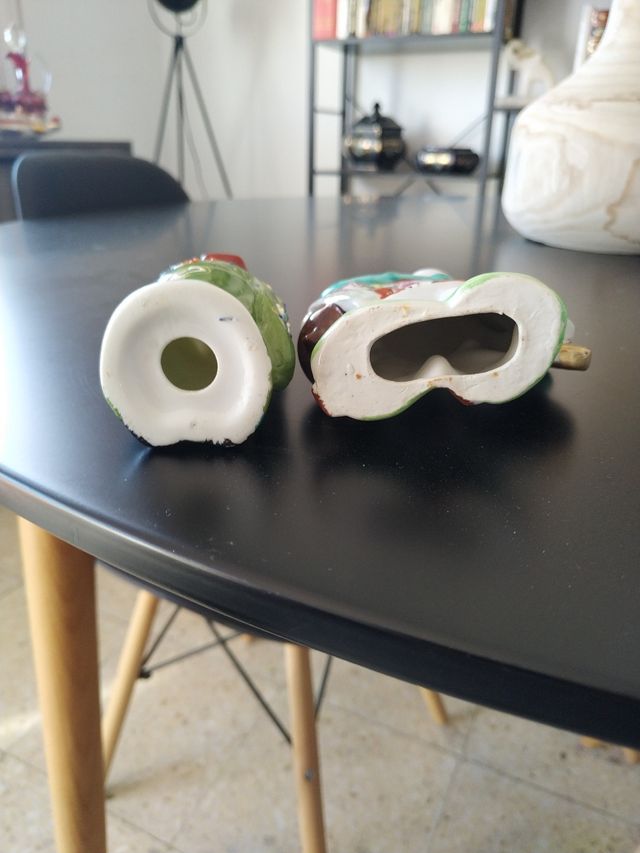 Antiguo par figuras pintadas mano chinas