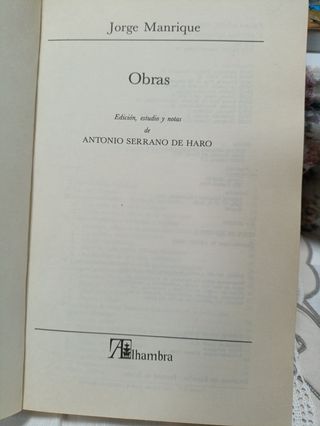 Obras Jorge Manrique  . Edición crítica