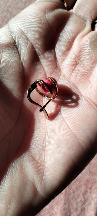 Pendientes chapados en oro de coral rojo.