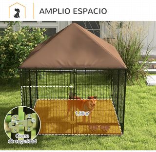 Perrera con Toldo Parque para Perros Metálica