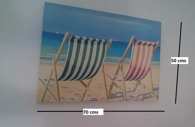 rebajado: LIENZO IMPRESO motivo butacas playa