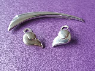 Antiguo Conjunto de plata ,pendientes y Broche 