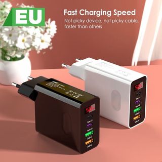 CARGADOR DE MOVILES 4 ENTRADAS, BLANCO NEGRO