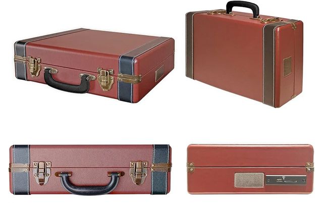 Maletín marrón tocadiscos