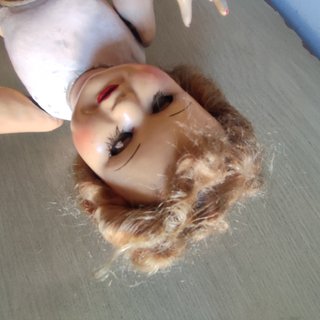 Muñeca antigua cayetana de cartón piedra ojos
