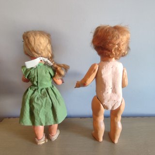 Muñeca antigua cayetana de cartón piedra ojos