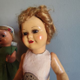 Muñeca antigua cayetana de cartón piedra ojos