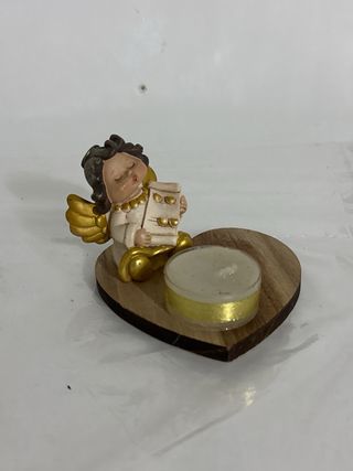 Angelo statua con candela vintage forma di cuore 