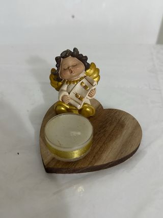 Angelo statua con candela vintage forma di cuore 