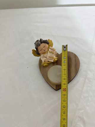 Angelo statua con candela vintage forma di cuore 