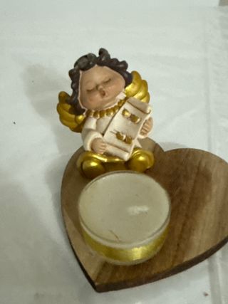 Angelo statua con candela vintage forma di cuore 