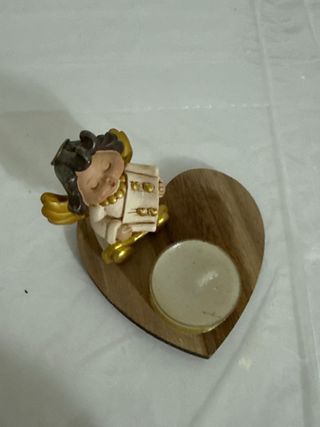 Angelo statua con candela vintage forma di cuore 