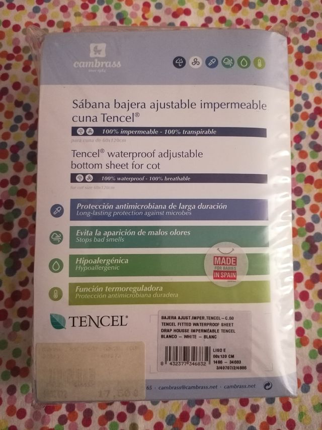 Sábana bajera ajustable e impermeable de cuna