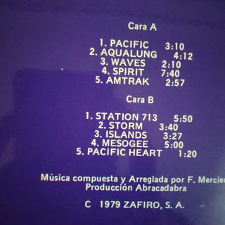 LP 1979 ELECTRO pionero Frederic Mercier. Pacific