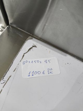 MESA DE ACERO CON BALDA Y CAJONES