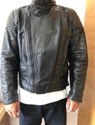 Chaqueta moto cuero negro MOTECNICA