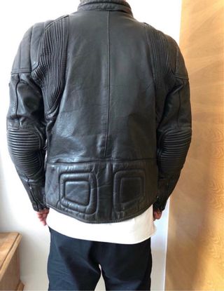 Chaqueta moto cuero negro MOTECNICA